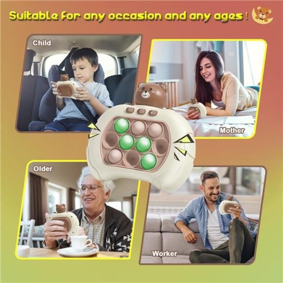 Push Pop Game It Fidget Toys Pro for Kids, Handheld Puzzle Game,Bear Green Light - Picture 5 of 6